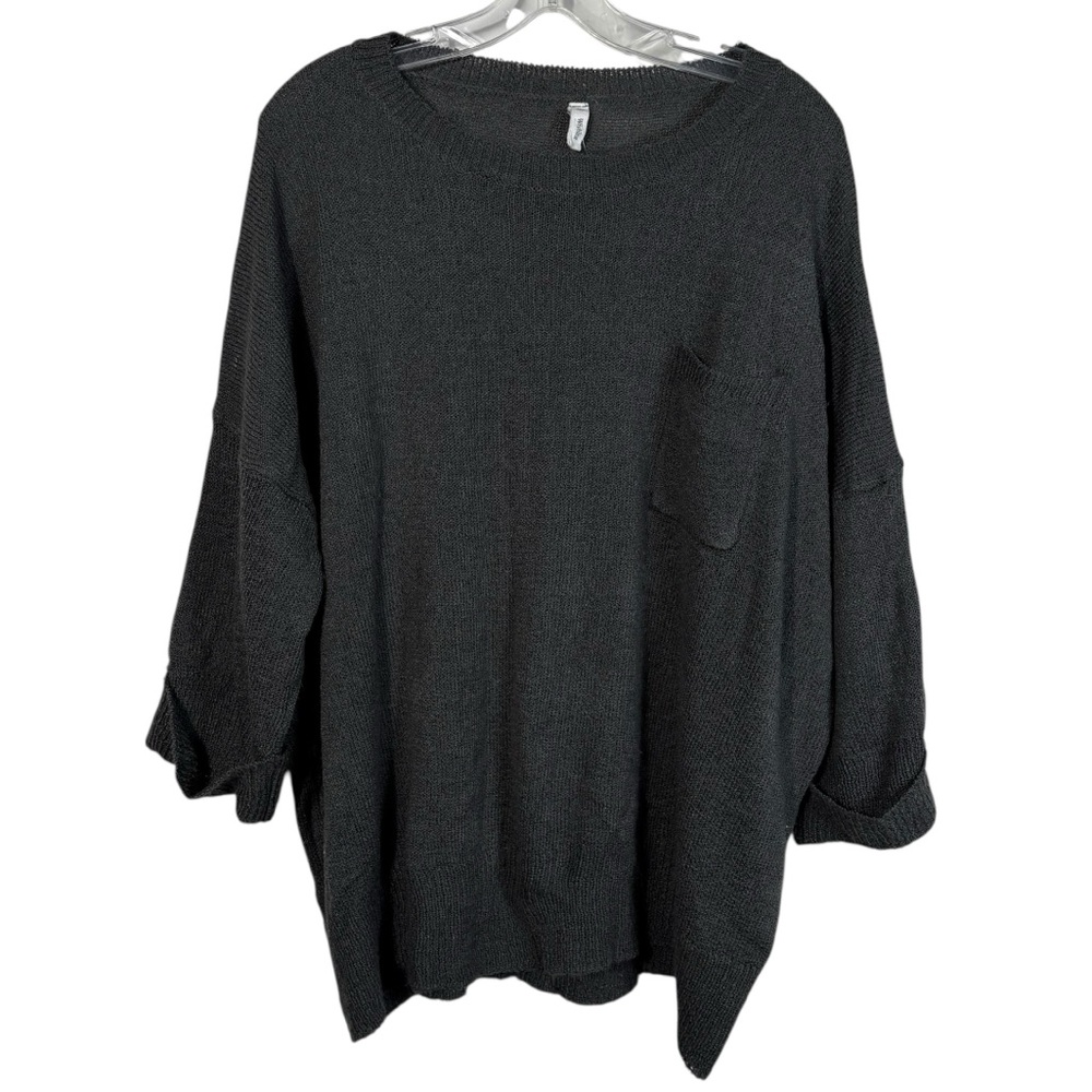Wishlist Dark Gray Lightweight Slouchy Oversized Pocket Half Sleeve Sweater M/L